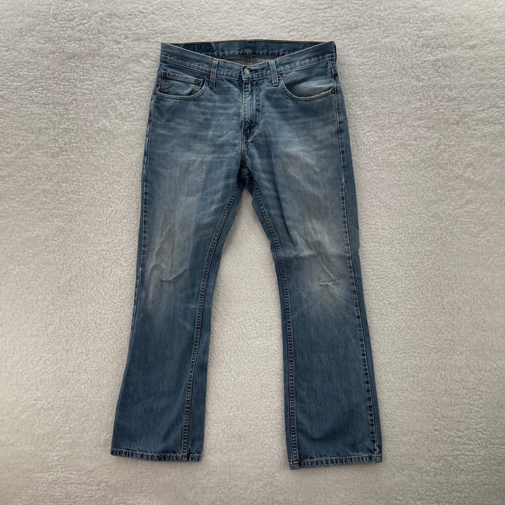 Levis 527 Jeans Mens 34x32 Blue Slim Bootcut Medium Wash Denim Grunge Cowboy